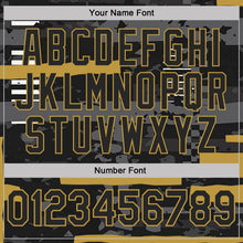 Load image into Gallery viewer, Custom Black-Old Gold Abstract Geometric Grunge Fragment Performance Polo Shirt