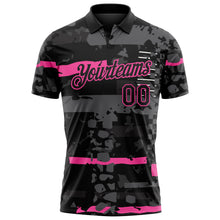 Load image into Gallery viewer, Custom Black-Pink Abstract Geometric Grunge Fragment Performance Polo Shirt