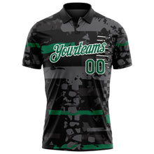 Charger l'image dans la galerie, Custom Black Kelly Green-White Abstract Geometric Grunge Fragment Performance Polo Shirt