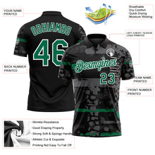 Charger l'image dans la galerie, Custom Black Kelly Green-White Abstract Geometric Grunge Fragment Performance Polo Shirt