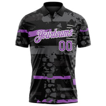 Load image into Gallery viewer, Custom Black Medium Purple-White Abstract Geometric Grunge Fragment Performance Polo Shirt
