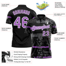 Load image into Gallery viewer, Custom Black Medium Purple-White Abstract Geometric Grunge Fragment Performance Polo Shirt