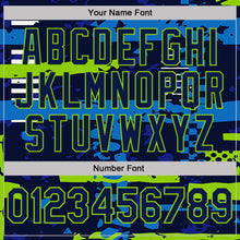Laden Sie das Bild in den Galerie-Viewer, Custom Navy-Neon Green Abstract Geometric Grunge Fragment Performance Polo Shirt