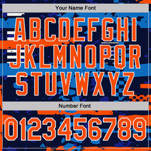 Laden Sie das Bild in den Galerie-Viewer, Custom Navy Orange-White Abstract Geometric Grunge Fragment Performance Polo Shirt