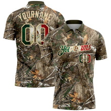 Laden Sie das Bild in den Galerie-Viewer, Custom Camo Vintage Mexican Flag Cream-Olive Camo Woodland Forest Camouflage Salute To Service Patriotic Performance Polo Shirt