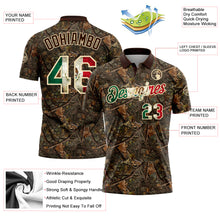Laden Sie das Bild in den Galerie-Viewer, Custom Camo Vintage Mexican Flag Cream-Brown Camo Woodland Forest Camouflage Salute To Service Patriotic Performance Polo Shirt