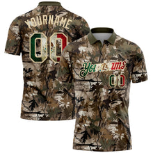 Laden Sie das Bild in den Galerie-Viewer, Custom Camo Vintage Mexican Flag Cream-Olive Camo Woodland Forest Camouflage Salute To Service Patriotic Performance Polo Shirt
