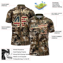 Laden Sie das Bild in den Galerie-Viewer, Custom Camo Vintage USA Flag Cream-Olive Camo Woodland Forest Camouflage Salute To Service Patriotic Performance Polo Shirt
