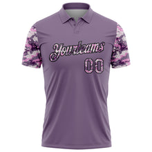Загрузить изображение в средство просмотра галереи, Custom Purple Camo-Black Camo Two Tone Performance Polo Shirt