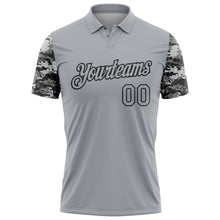 Laden Sie das Bild in den Galerie-Viewer, Custom Gray-Black Camo Two Tone Performance Polo Shirt