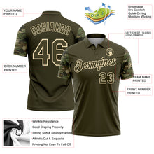 Laden Sie das Bild in den Galerie-Viewer, Custom Olive-Cream Camo Two Tone Performance Polo Shirt