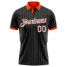 Laden Sie das Bild in den Galerie-Viewer, Custom Black White Pinstripe-Orange Performance Polo Shirt