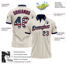 Charger l'image dans la galerie, Custom Cream Navy Pinstripe Vintage USA Flag-Crimson Performance Polo Shirt