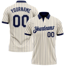 Load image into Gallery viewer, Custom Cream Navy Pinstripe-Gray Performance Polo Shirt