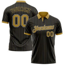 Charger l'image dans la galerie, Custom Black Old Gold Pinstripe Old Gold-White Performance Polo Shirt
