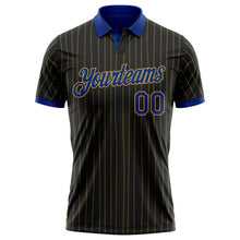 Load image into Gallery viewer, Custom Black Old Gold Pinstripe-Royal Performance Polo Shirt
