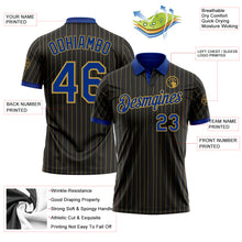 Load image into Gallery viewer, Custom Black Old Gold Pinstripe-Royal Performance Polo Shirt
