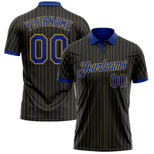 Load image into Gallery viewer, Custom Black Old Gold Pinstripe-Royal Performance Polo Shirt