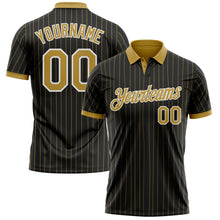Загрузить изображение в средство просмотра галереи, Custom Black Old Gold Pinstripe-White Performance Polo Shirt