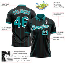 Загрузить изображение в средство просмотра галереи, Custom Black Teal Pinstripe-White Performance Polo Shirt