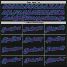 Load image into Gallery viewer, Custom Black Teal Pinstripe-Purple Performance Polo Shirt