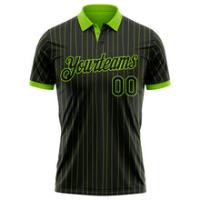 Laden Sie das Bild in den Galerie-Viewer, Custom Black Neon Green Pinstripe-Neon Green Performance Polo Shirt