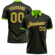 Загрузить изображение в средство просмотра галереи, Custom Black Neon Green Pinstripe-Pink Performance Polo Shirt
