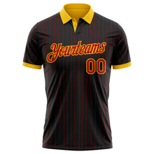 Charger l'image dans la galerie, Custom Black Red Pinstripe-Yellow Performance Polo Shirt