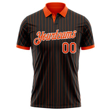 Load image into Gallery viewer, Custom Black Orange Pinstripe-White Performance Polo Shirt
