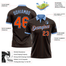 Laden Sie das Bild in den Galerie-Viewer, Custom Black Orange Pinstripe-Light Blue Performance Polo Shirt