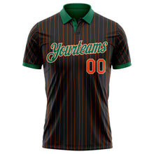 Load image into Gallery viewer, Custom Black Orange Pinstripe White-Kelly Green Performance Polo Shirt