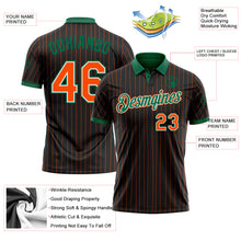 Load image into Gallery viewer, Custom Black Orange Pinstripe White-Kelly Green Performance Polo Shirt