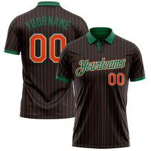 Load image into Gallery viewer, Custom Black Orange Pinstripe White-Kelly Green Performance Polo Shirt