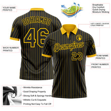 Load image into Gallery viewer, Custom Black Yellow Pinstripe-Yellow Performance Polo Shirt