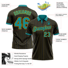 Charger l'image dans la galerie, Custom Black Yellow Pinstripe-Teal Performance Polo Shirt