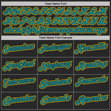 Charger l'image dans la galerie, Custom Black Yellow Pinstripe-Teal Performance Polo Shirt