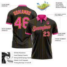 Load image into Gallery viewer, Custom Black Yellow Pinstripe-Pink Performance Polo Shirt