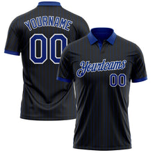 Charger l'image dans la galerie, Custom Black Royal Pinstripe-White Performance Polo Shirt