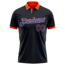 Charger l'image dans la galerie, Custom Black Royal Pinstripe White-Orange Performance Polo Shirt