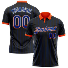 Charger l'image dans la galerie, Custom Black Royal Pinstripe White-Orange Performance Polo Shirt