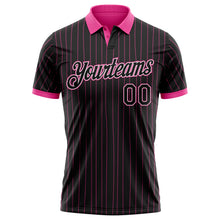 Charger l'image dans la galerie, Custom Black Pink Pinstripe-White Performance Polo Shirt