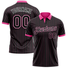Charger l'image dans la galerie, Custom Black Pink Pinstripe-White Performance Polo Shirt