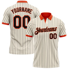 Load image into Gallery viewer, Custom Cream Black Pinstripe-Orange Performance Polo Shirt