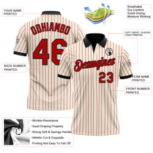 Laden Sie das Bild in den Galerie-Viewer, Custom Cream Red Pinstripe-Black Performance Polo Shirt