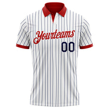 Загрузить изображение в средство просмотра галереи, Custom White Navy Pinstripe-Red Performance Polo Shirt