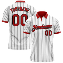 Загрузить изображение в средство просмотра галереи, Custom White Black Pinstripe-Red Performance Polo Shirt