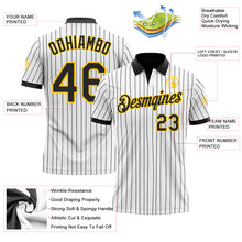 Load image into Gallery viewer, Custom White Black Pinstripe-Yellow Performance Polo Shirt