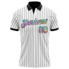 Load image into Gallery viewer, Custom White Black Pinstripe-Tie Dye Performance Polo Shirt