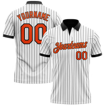 Laden Sie das Bild in den Galerie-Viewer, Custom White Black Pinstripe-Orange Performance Polo Shirt