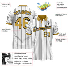 Load image into Gallery viewer, Custom White Black Pinstripe-Old Gold Performance Polo Shirt